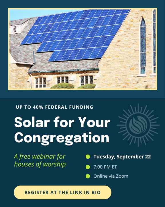 Solar for Your Congregation: Claim Up to 40% in Federal Funding <span class="mmes-shared-tag">Shared From JCAN</span>
